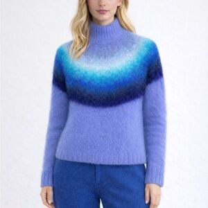 Rose Carmine Mohair Alpaca Wool Mock Neck Lightweight Lilac Sweater Size 1